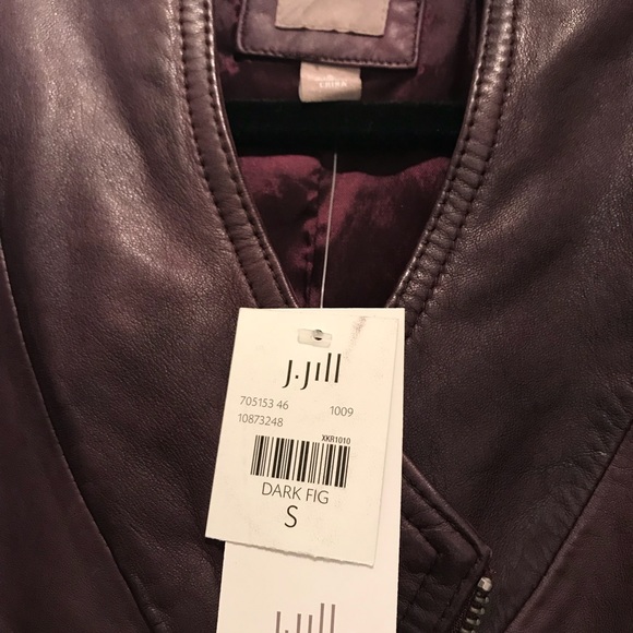 J. Jill Dark Fig Leather Motorcycle Jacket Size S - Picture 3 of 6